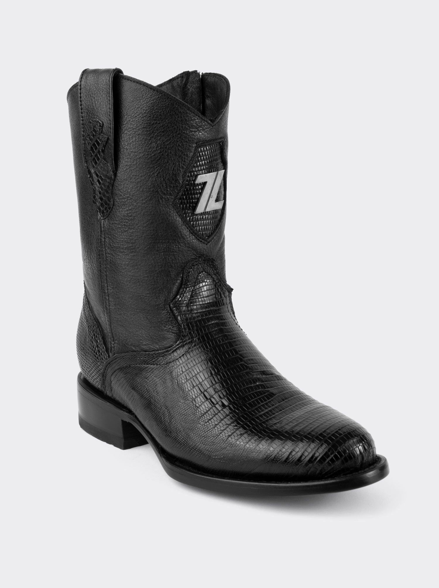 Bota Roper con Cierre y Suela de Cuero en Piel Genuina de Lizard Negro estilo 1006