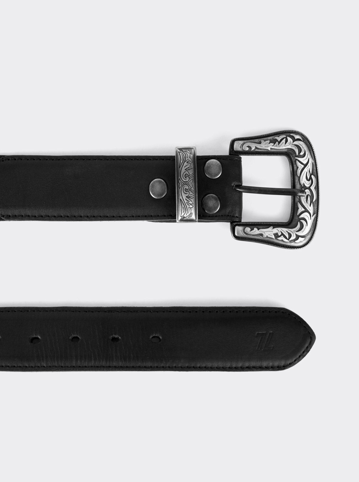 Cinturon Vaquero Piel Montana Negro estilo 15