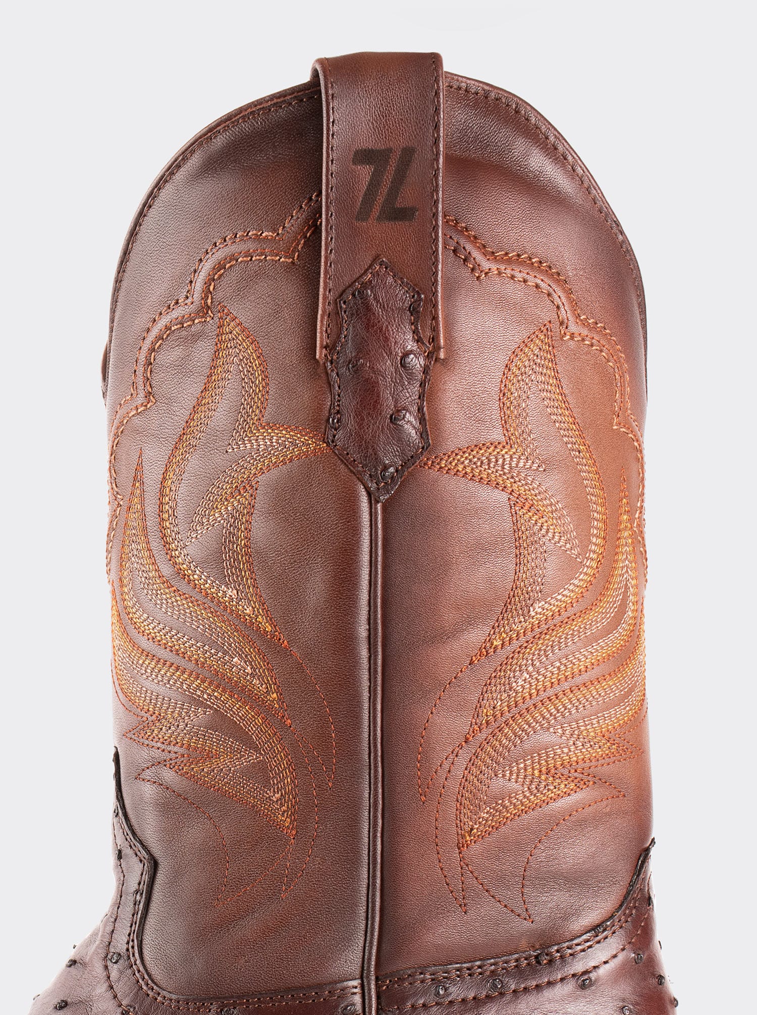 Rodeo Boot with Leather Sole in Genuine Ostrich Leather, Bruchatto Style 1558