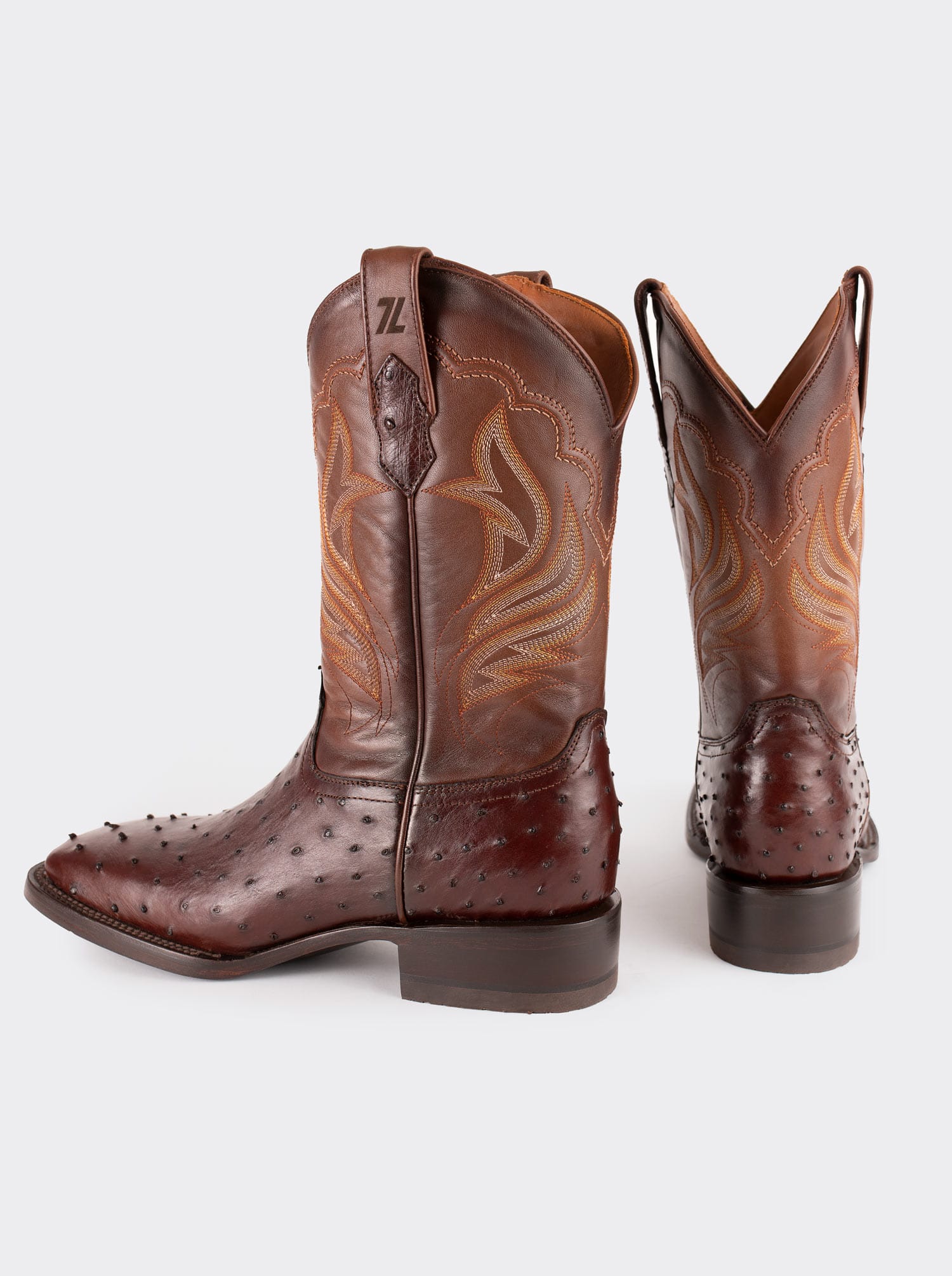 Rodeo Boot with Leather Sole in Genuine Ostrich Leather, Bruchatto Style 1558