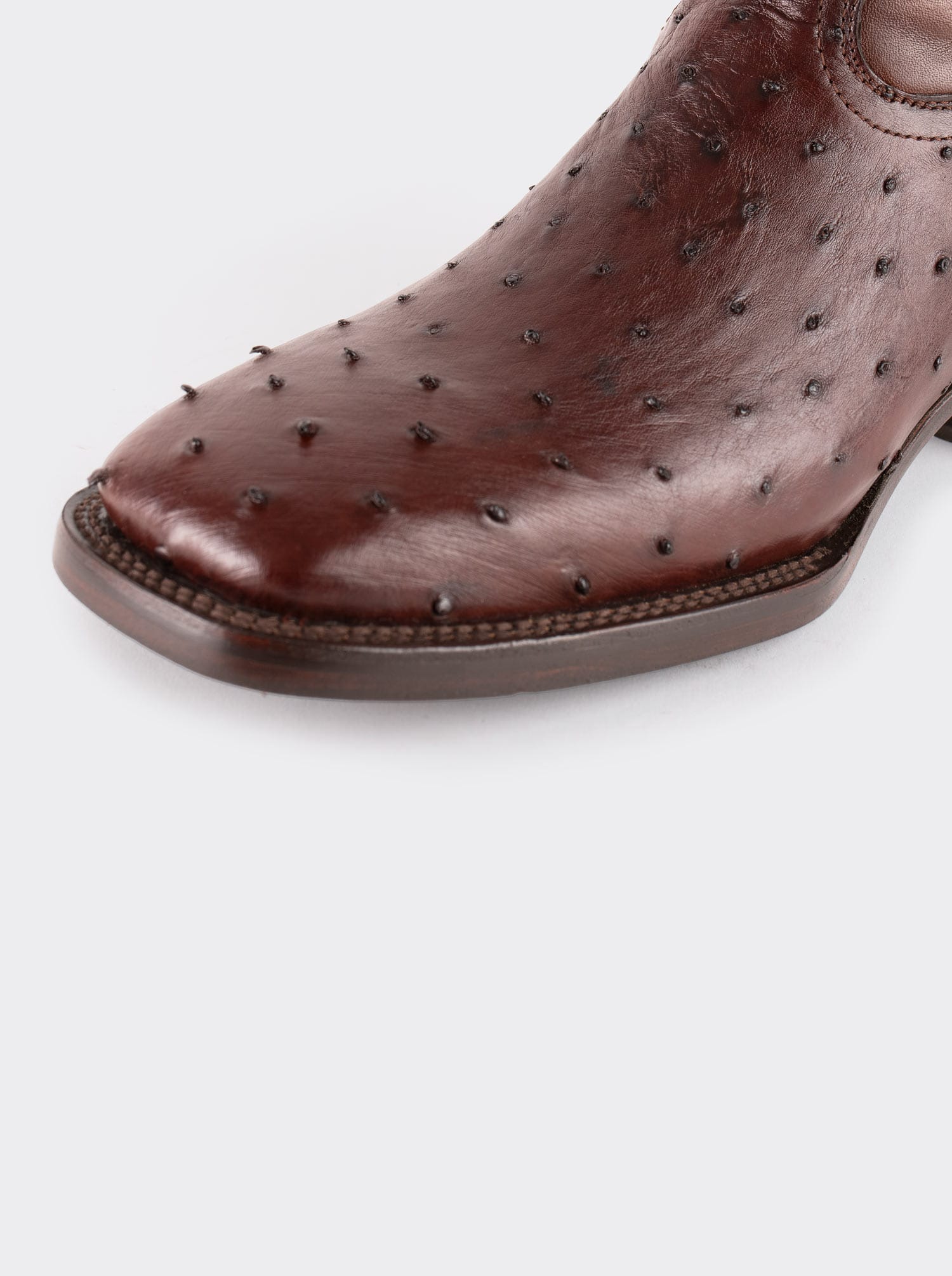 Rodeo Boot with Leather Sole in Genuine Ostrich Leather, Bruchatto Style 1558