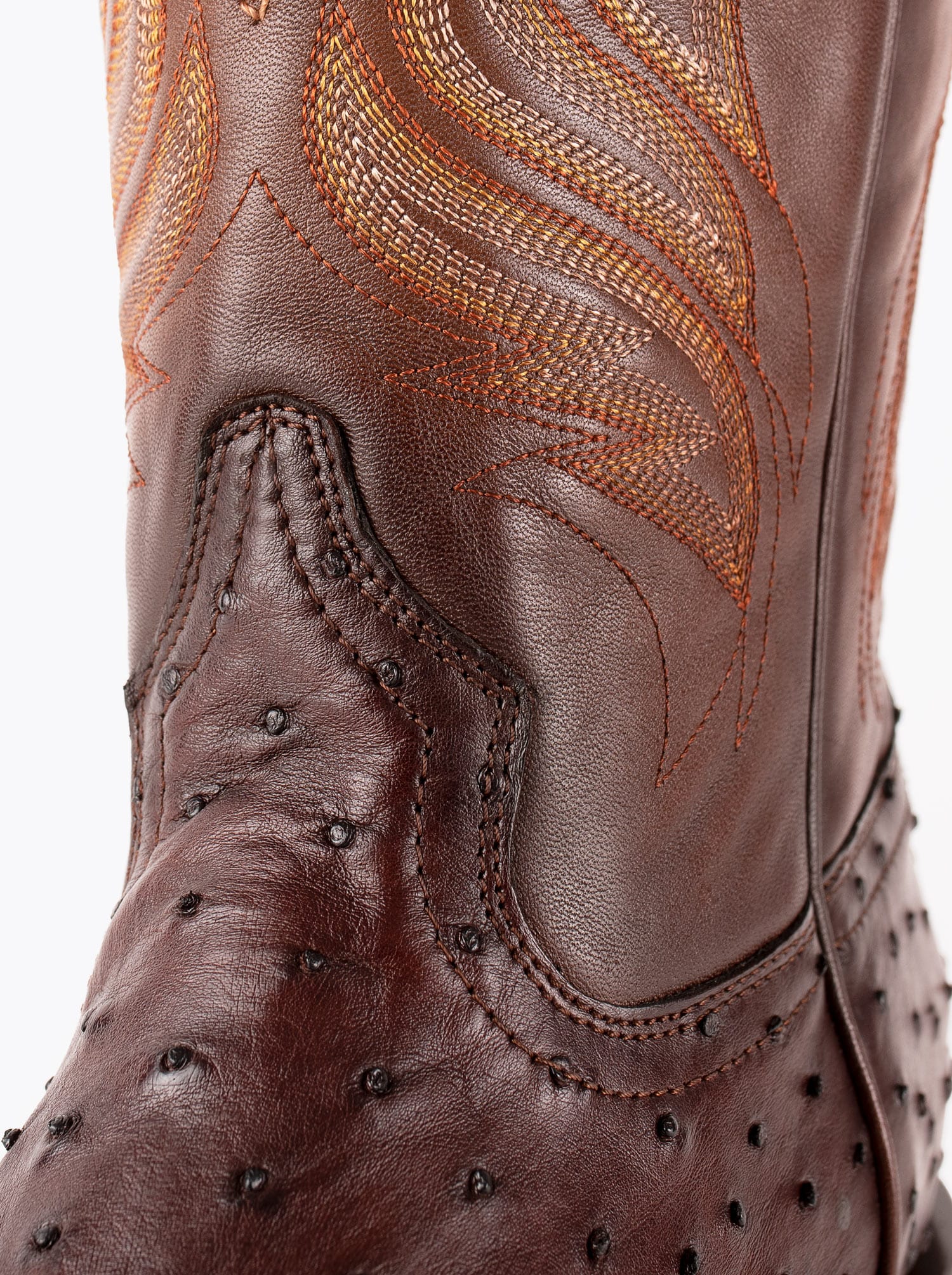 Rodeo Boot with Leather Sole in Genuine Ostrich Leather, Bruchatto Style 1558