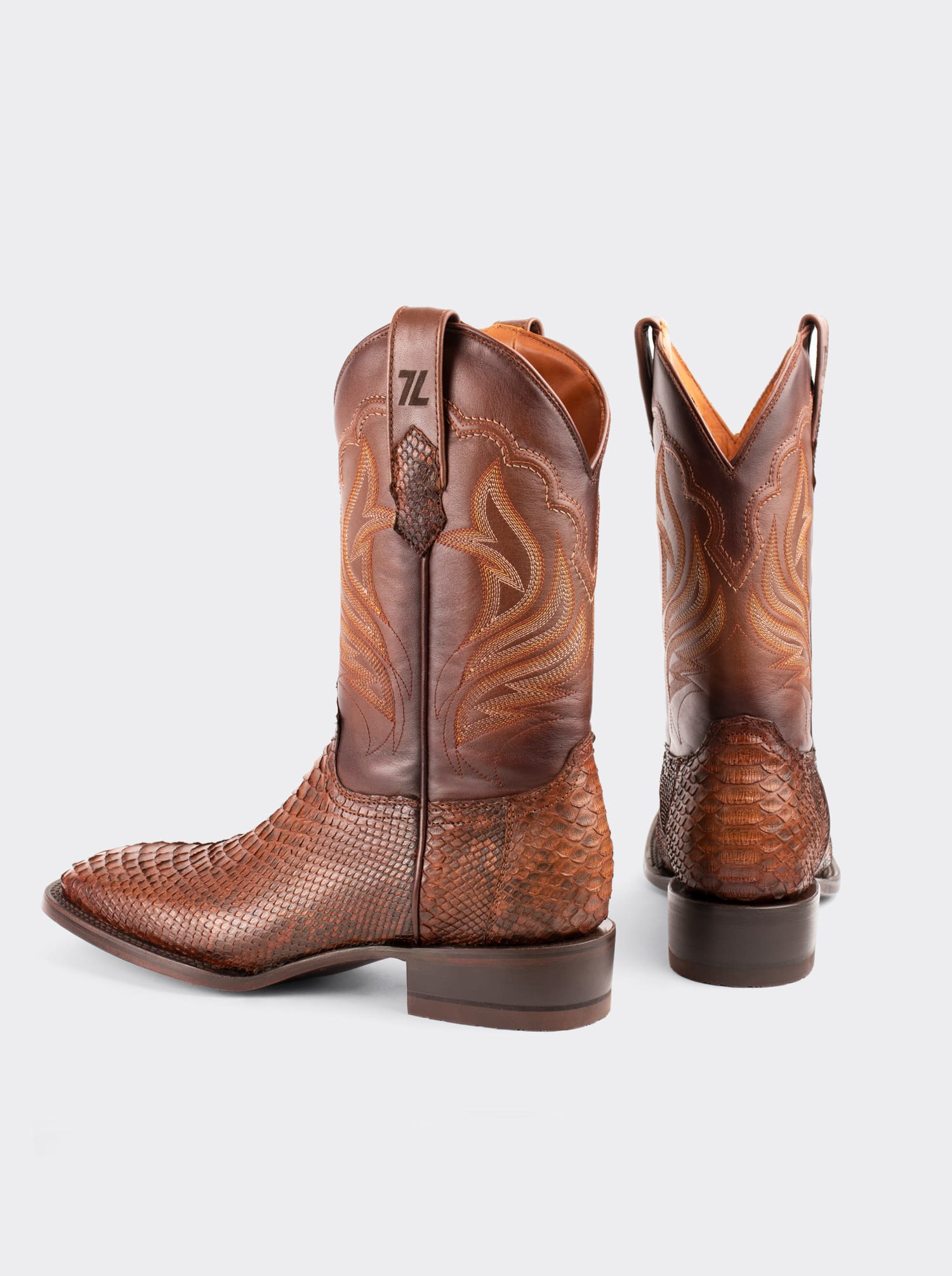 Rodeo Boot with Leather Sole in Genuine Caramel Python Leather, Style 1558