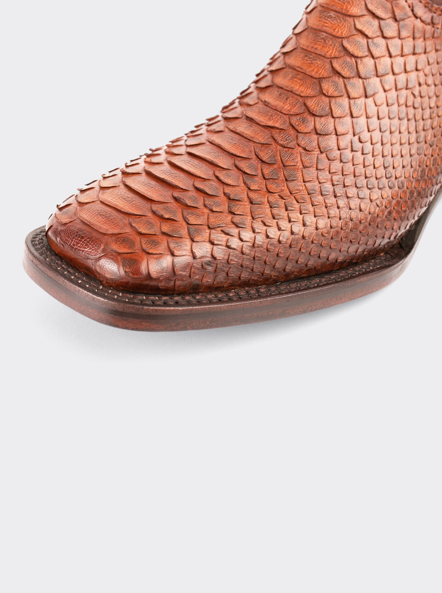 Rodeo Boot with Leather Sole in Genuine Caramel Python Leather, Style 1558