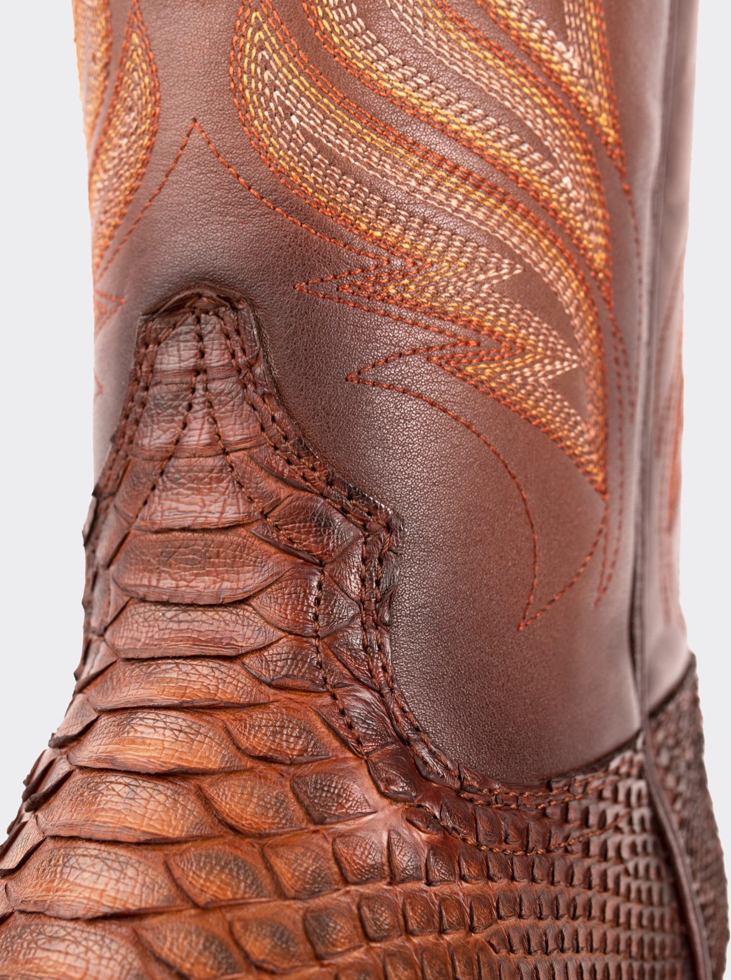 Rodeo Boot with Leather Sole in Genuine Caramel Python Leather, Style 1558