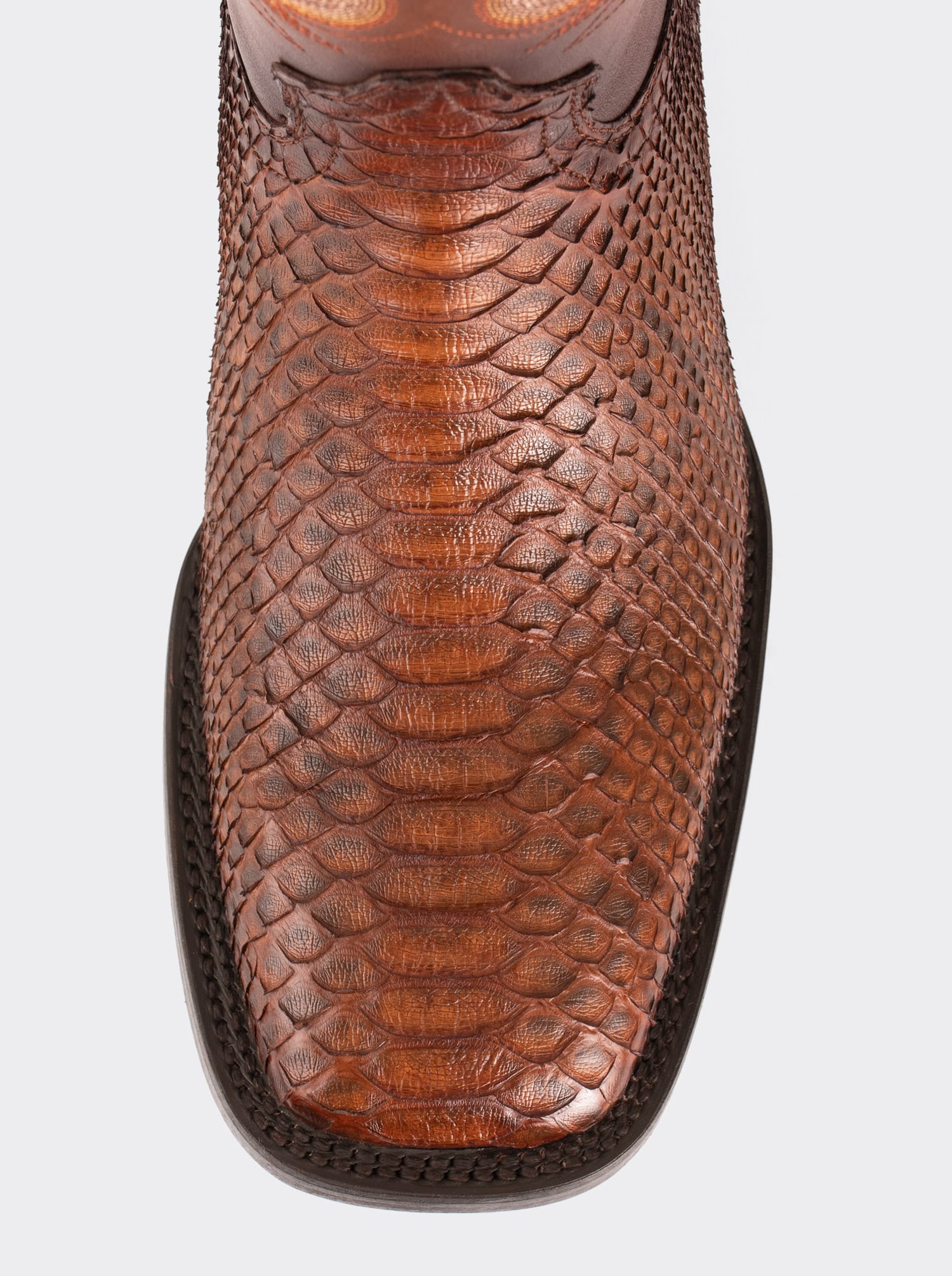 Rodeo Boot with Leather Sole in Genuine Caramel Python Leather, Style 1558