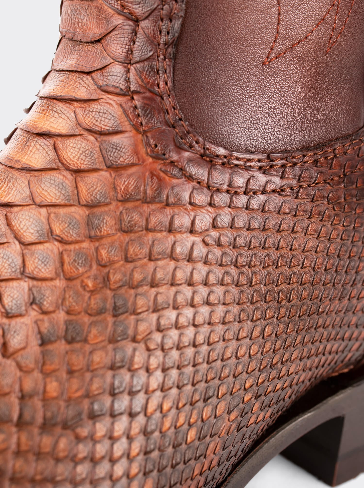 Rodeo Boot with Leather Sole in Genuine Caramel Python Leather, Style 1558