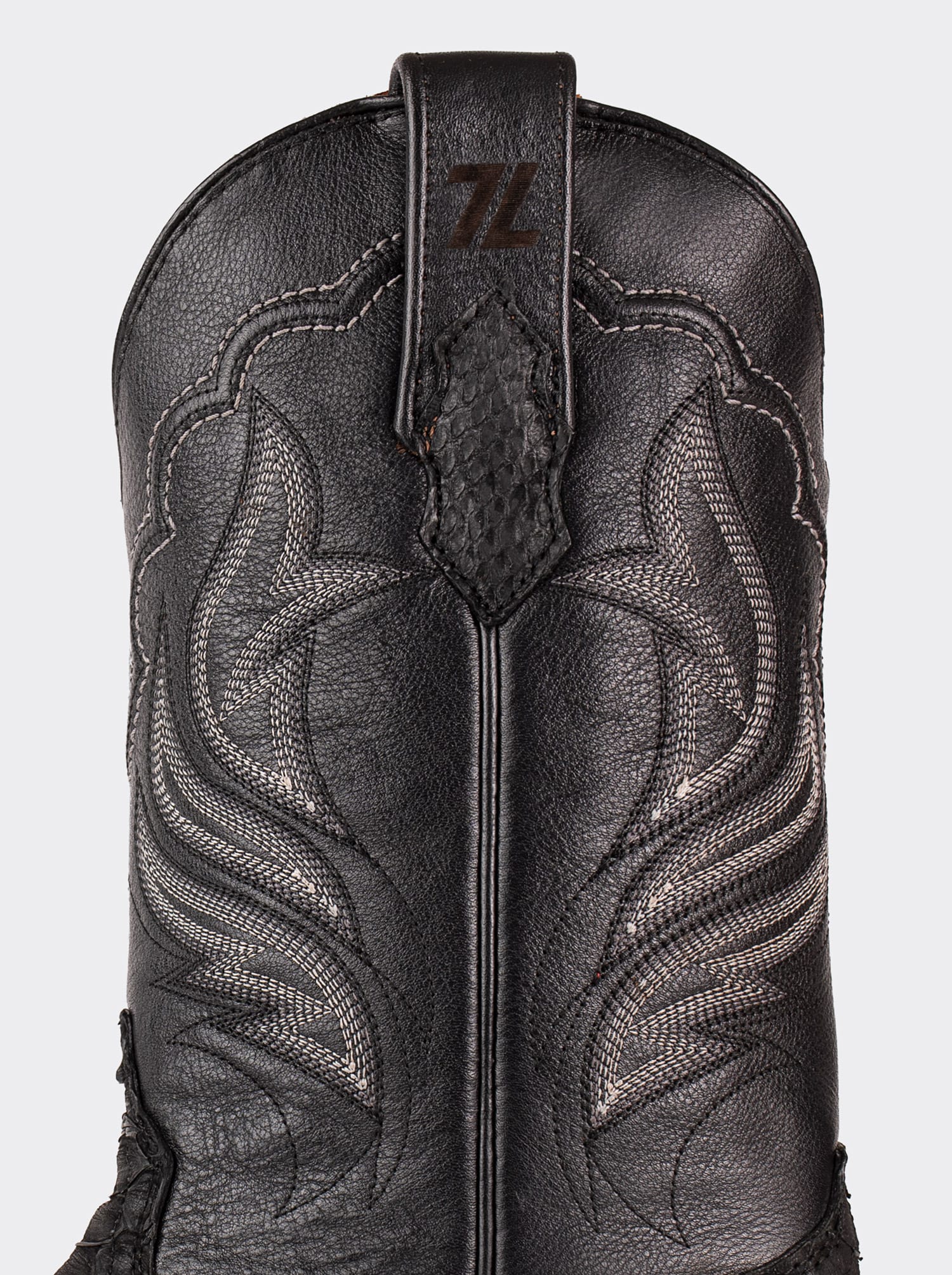 Rodeo Boot with Leather Sole in Genuine Black Nubuck Python Leather, Style 1558