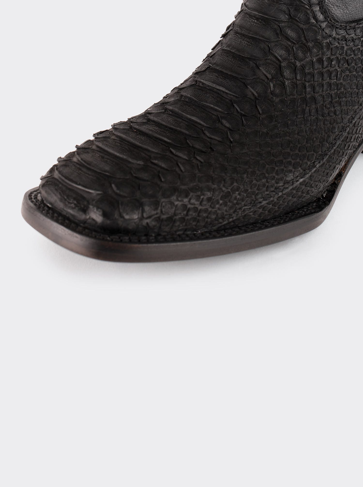 Rodeo Boot with Leather Sole in Genuine Black Nubuck Python Leather, Style 1558