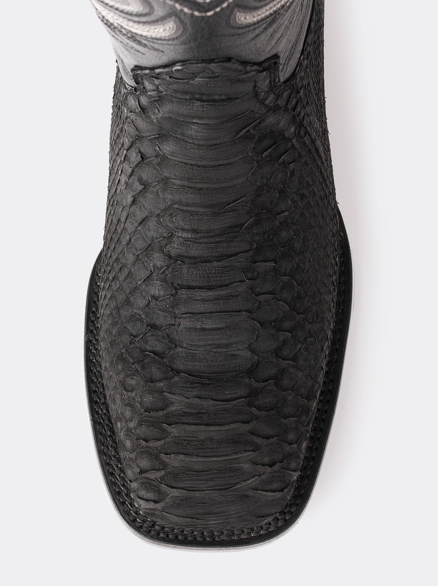 Rodeo Boot with Leather Sole in Genuine Black Nubuck Python Leather, Style 1558