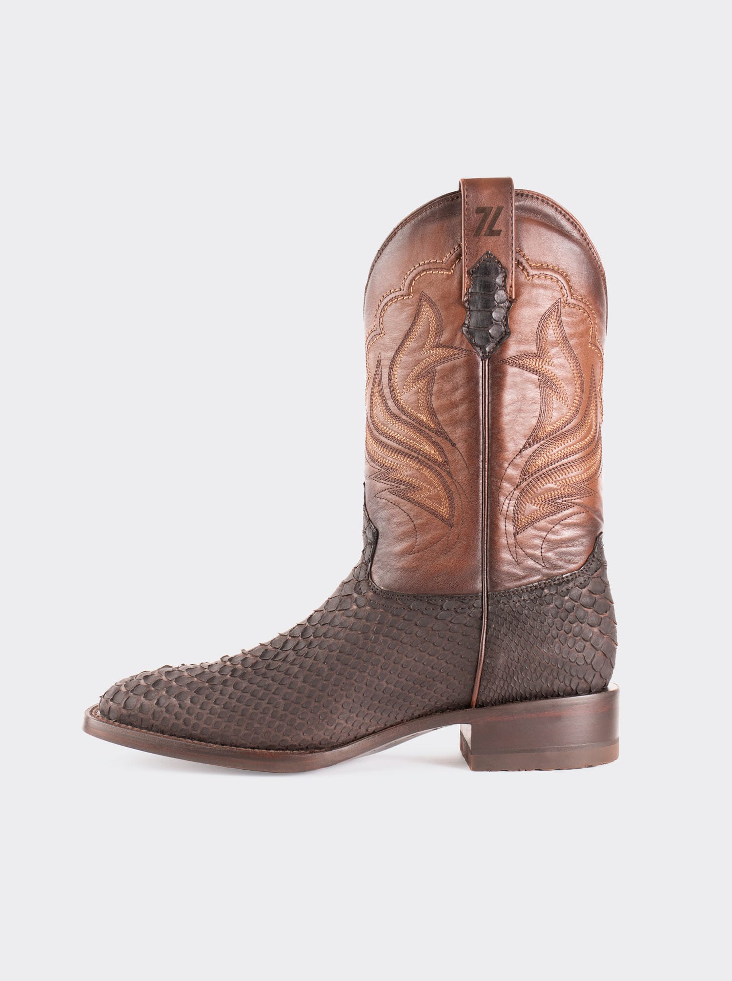 Rodeo Boot with Leather Sole in Genuine Pygmy Goat Leather, Brown Nubuck, Style 1558