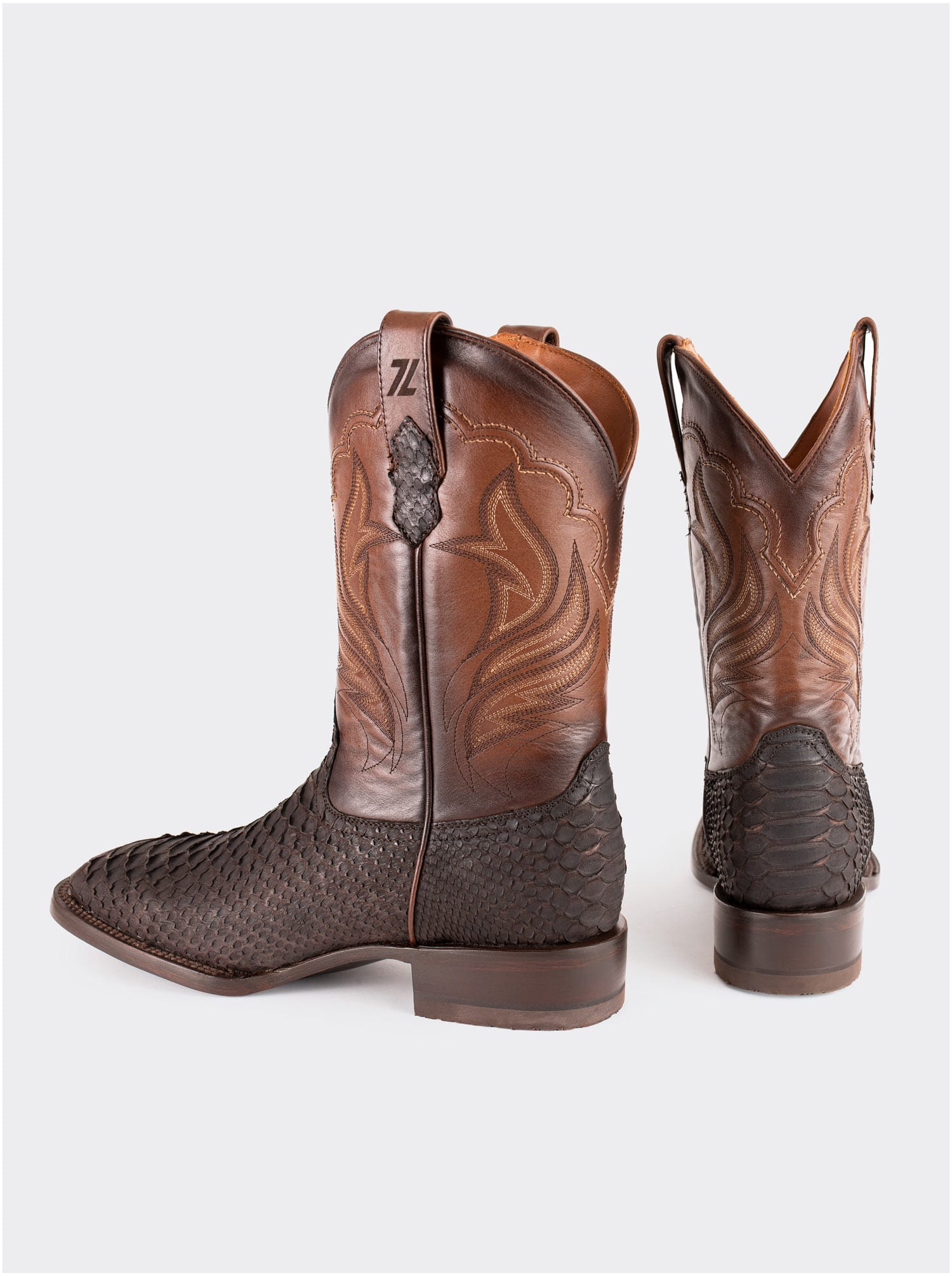 Rodeo Boot with Leather Sole in Genuine Pygmy Goat Leather, Brown Nubuck, Style 1558