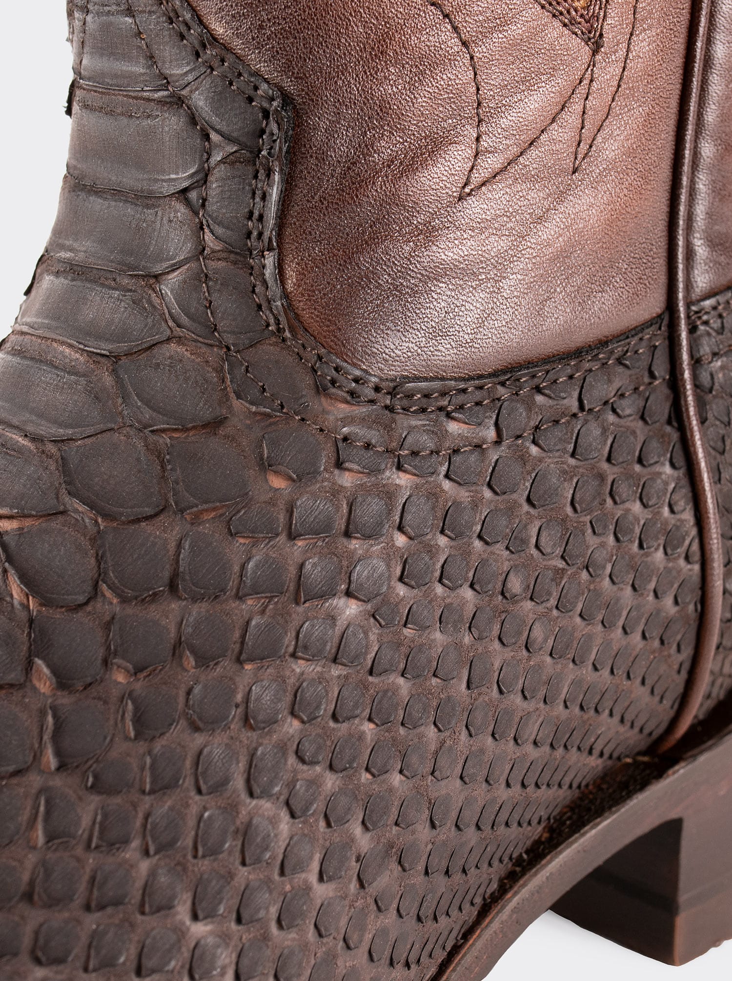 Rodeo Boot with Leather Sole in Genuine Pygmy Goat Leather, Brown Nubuck, Style 1558