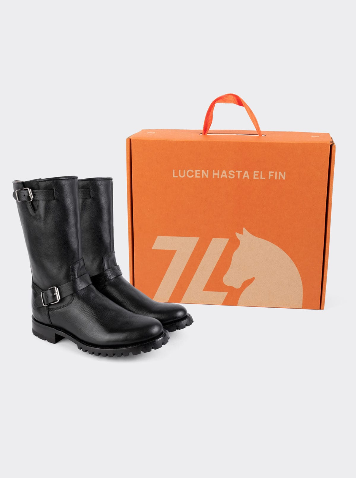 Bota Biker con Cierre y Suela Track Montana Negro Estilo 1806