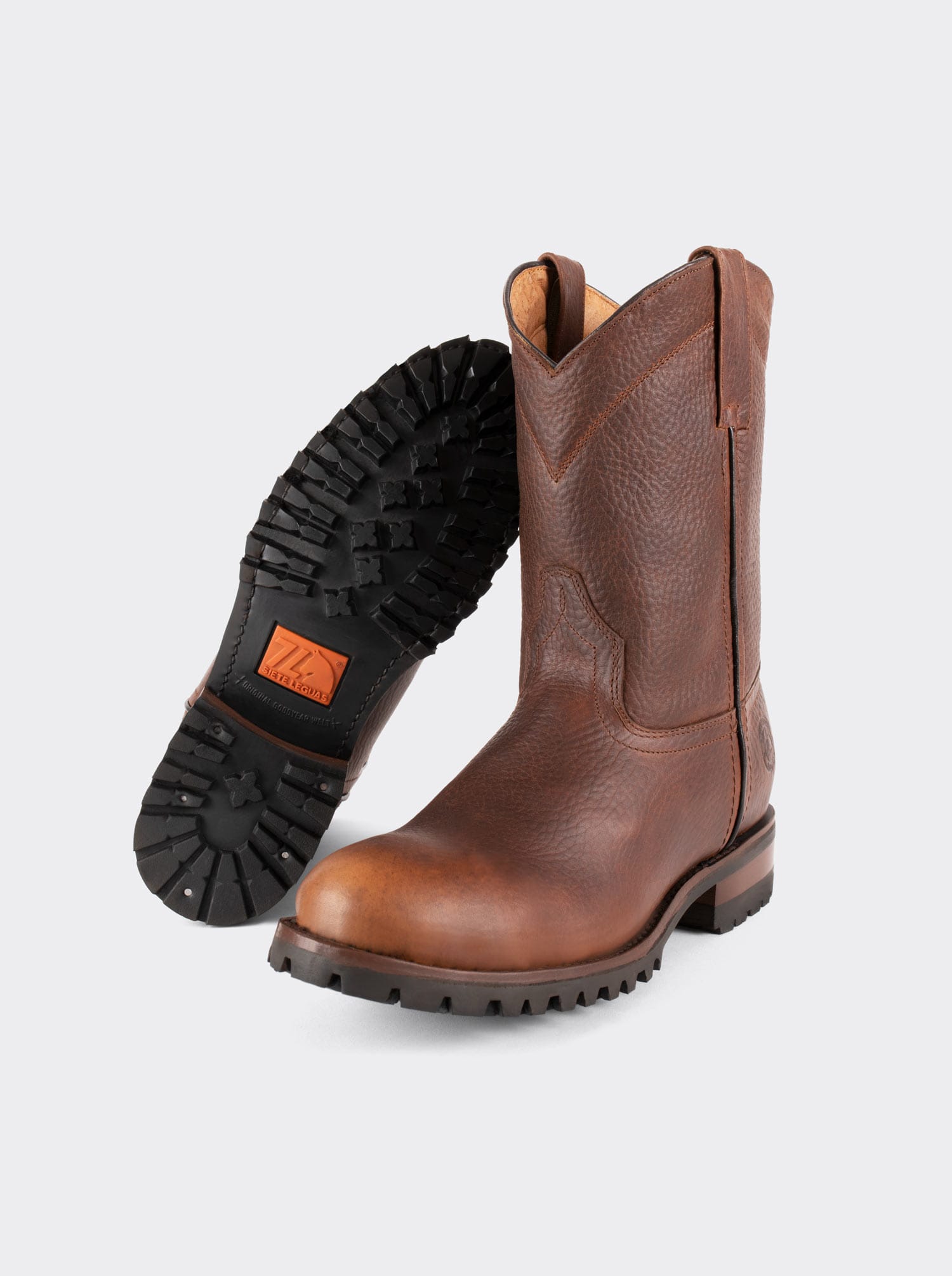 Men's Leather Roper Boot with Track Sole Ocher Bull Fight Style 1000