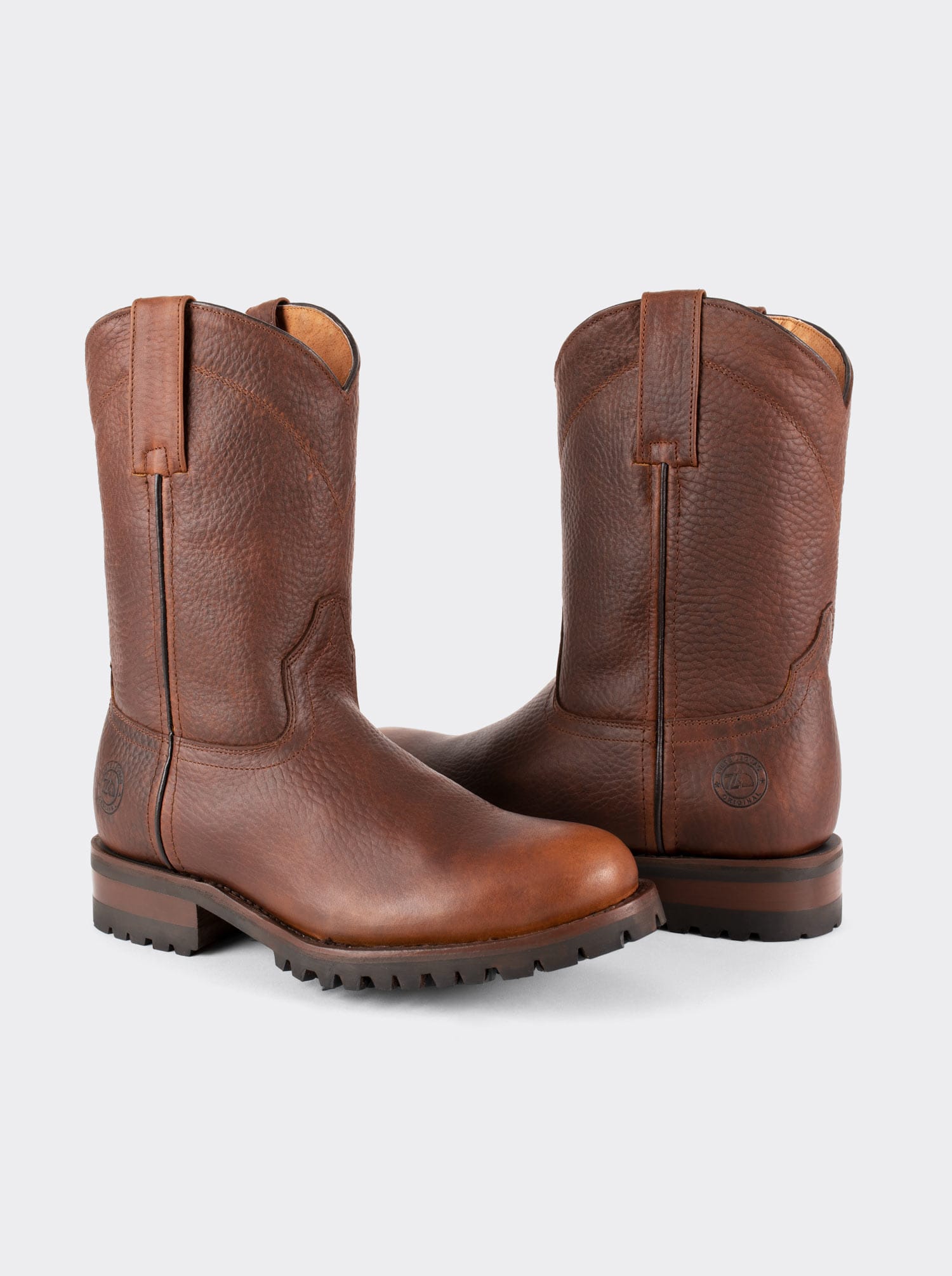 Men's Leather Roper Boot with Track Sole Ocher Bull Fight Style 1000