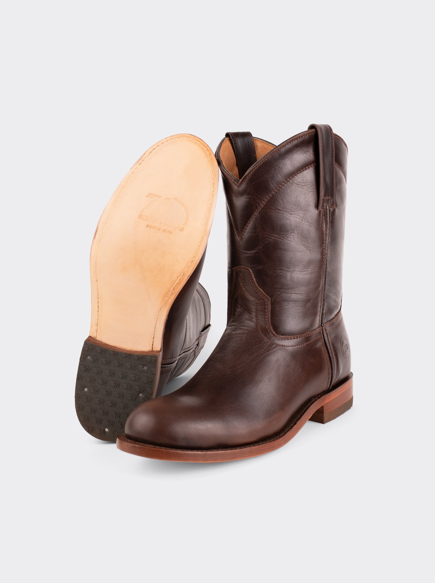 Men's Leather Roper Boot Leather Sole Honey Olmeca Style 1000