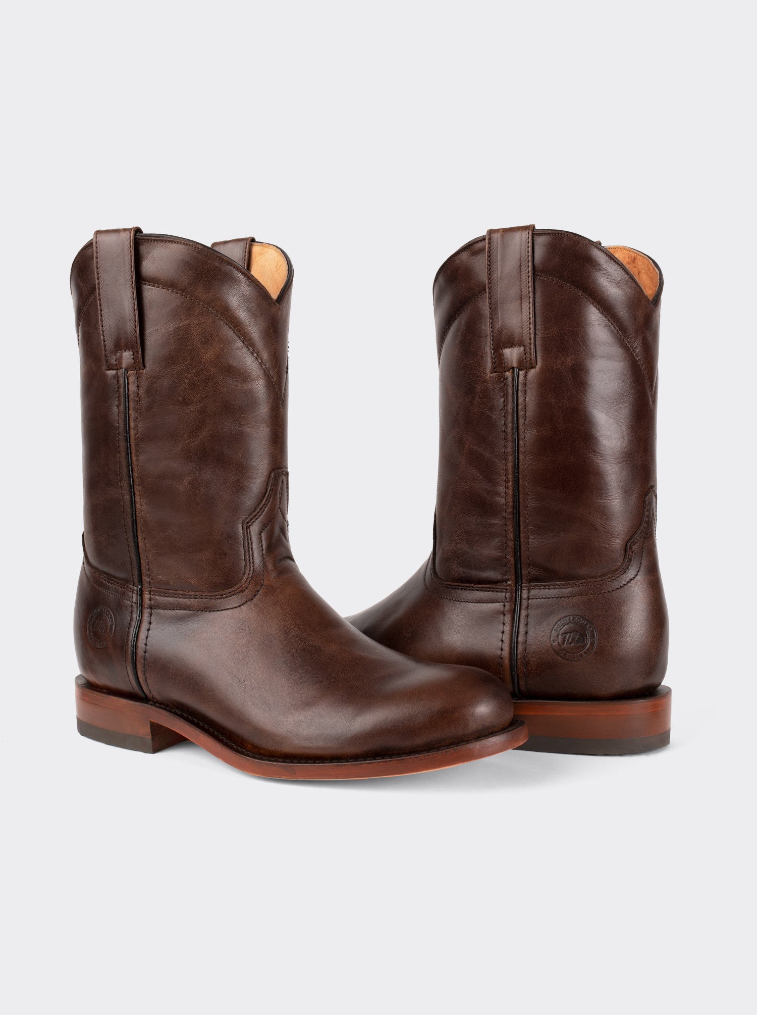 Men's Leather Roper Boot Leather Sole Honey Olmeca Style 1000