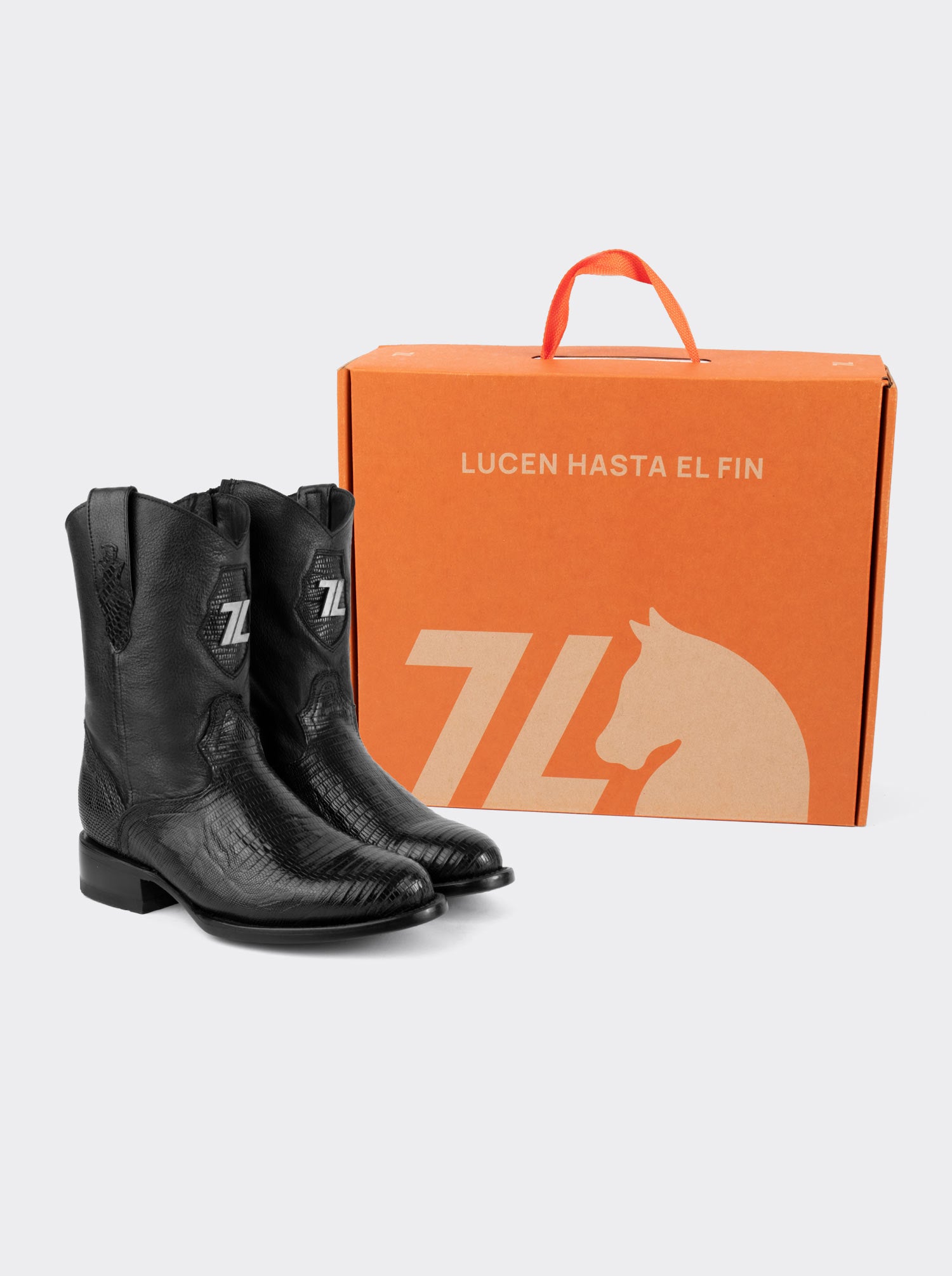 Bota Roper con Cierre y Suela de Cuero en Piel Genuina de Lizard Negro estilo 1006