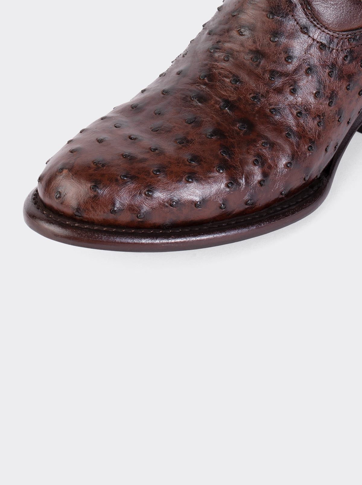 Bota Vaquera con Suela de Cuero en Piel Genuina de Avestruz Bruchatto Estilo 1056