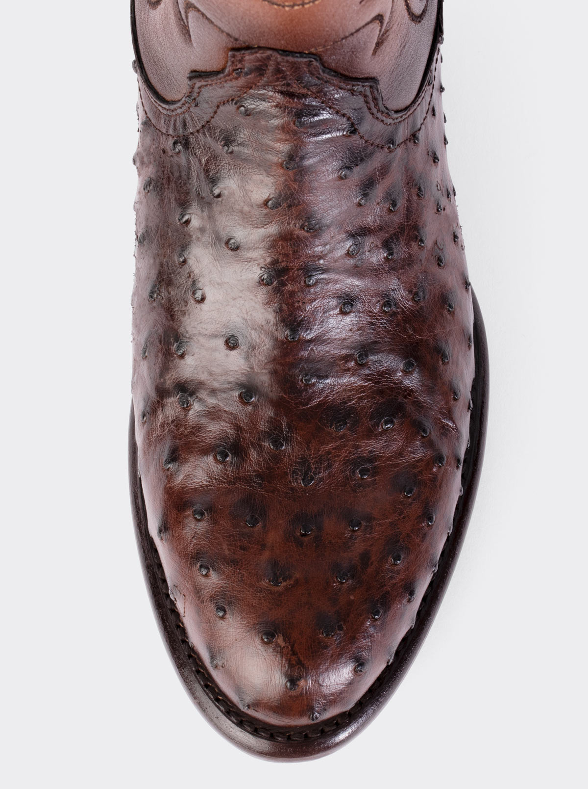 Bota Vaquera con Suela de Cuero en Piel Genuina de Avestruz Bruchatto Estilo 1056