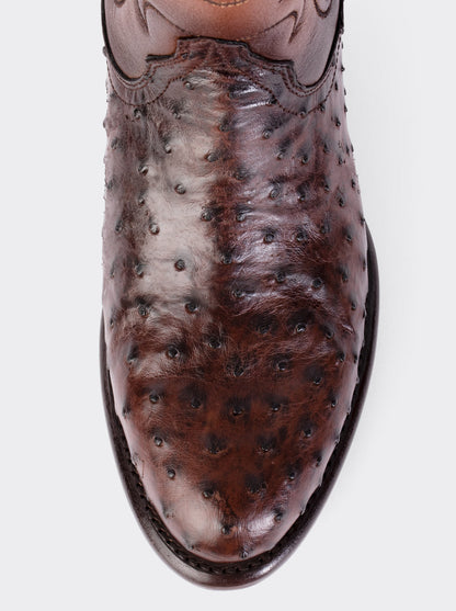 Bota Vaquera con Suela de Cuero en Piel Genuina de Avestruz Bruchatto Estilo 1056