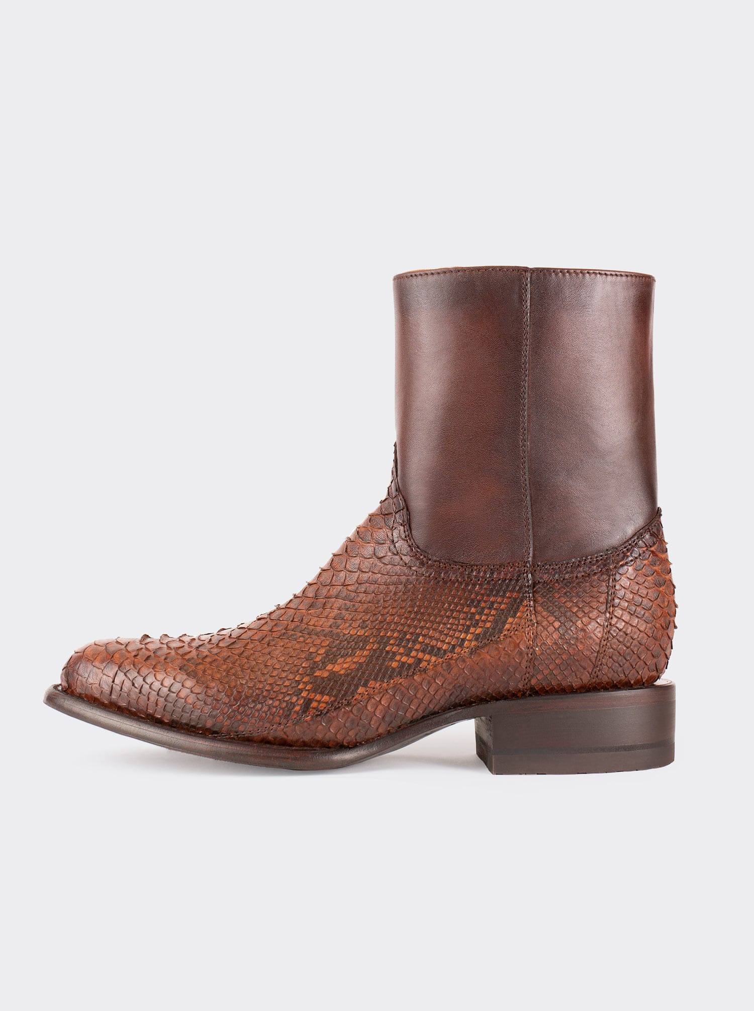 Botín Vaquero con Cierre Piel Genuina Pitón Color Caramel 11200 – Siete ...