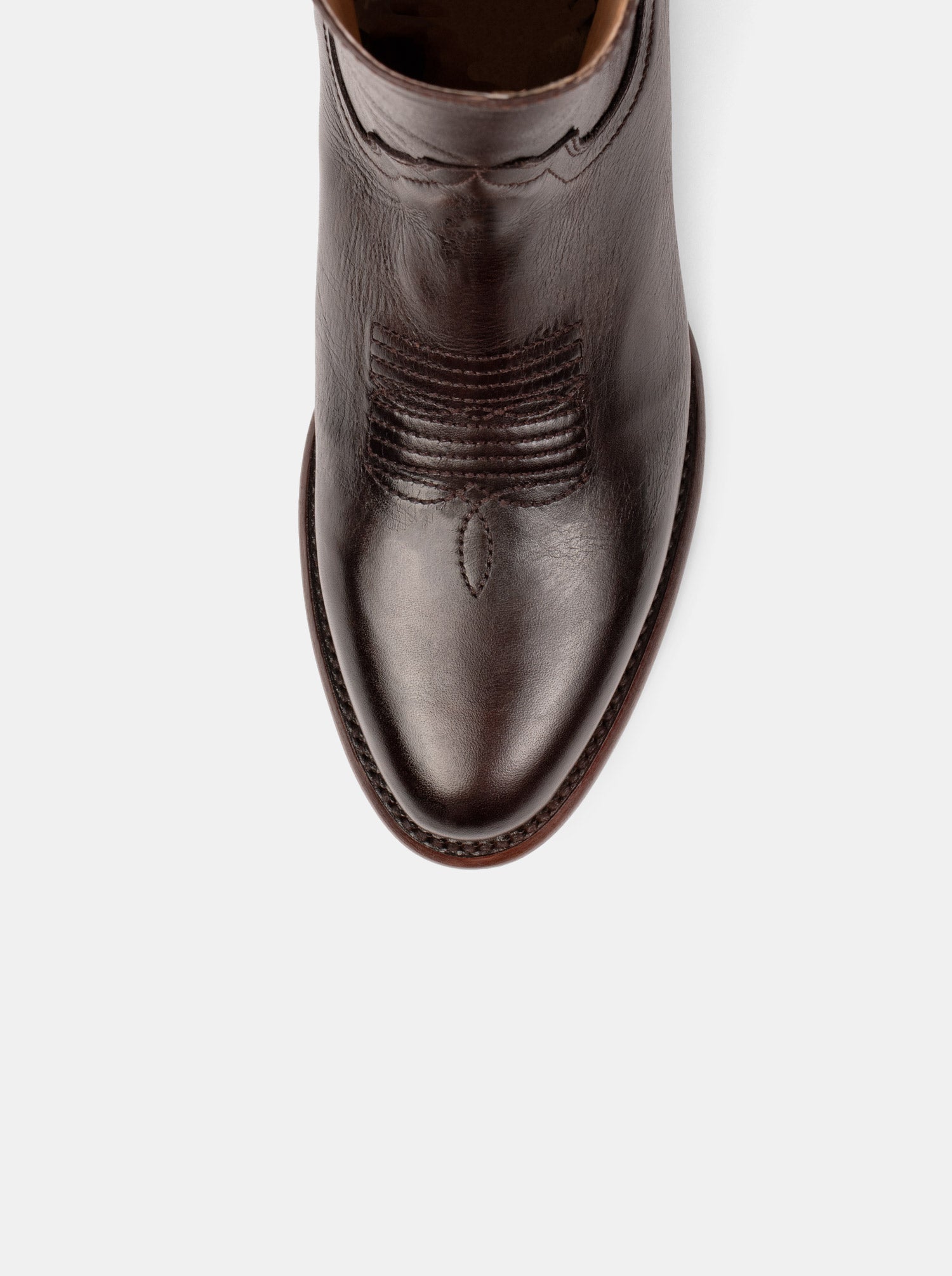 Men's Leather Cowboy Zip Ankle Boot Brown Olmeca Style 11200