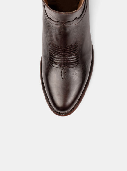 Men's Leather Cowboy Zip Ankle Boot Brown Olmeca Style 11200