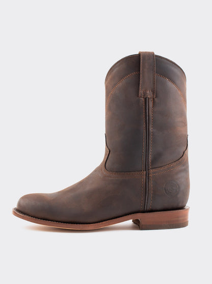 Men's Leather Roper Boot Brown Crazy Color Style 1000