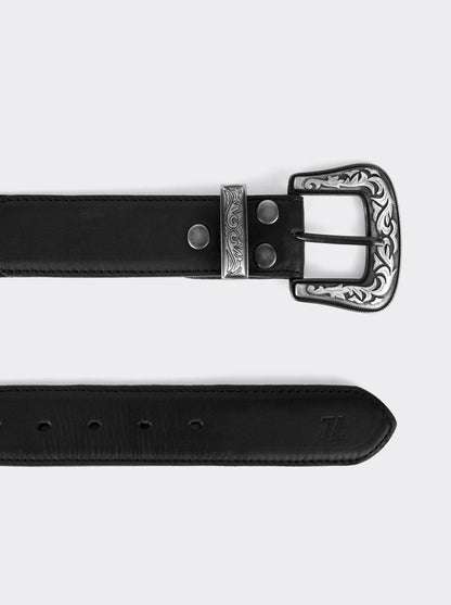 Cinturon Vaquero Piel Montana Negro estilo 15