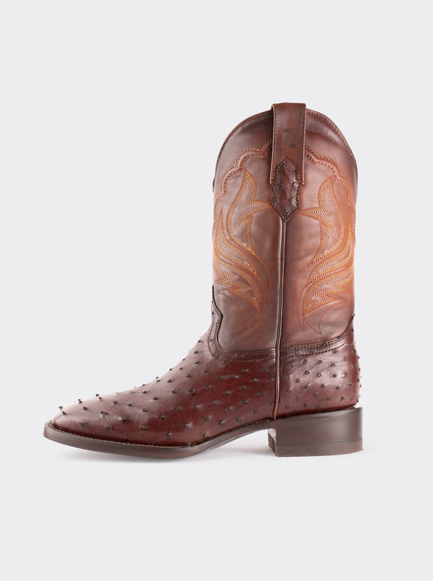 Rodeo Boot with Leather Sole in Genuine Ostrich Leather, Bruchatto Style 1558