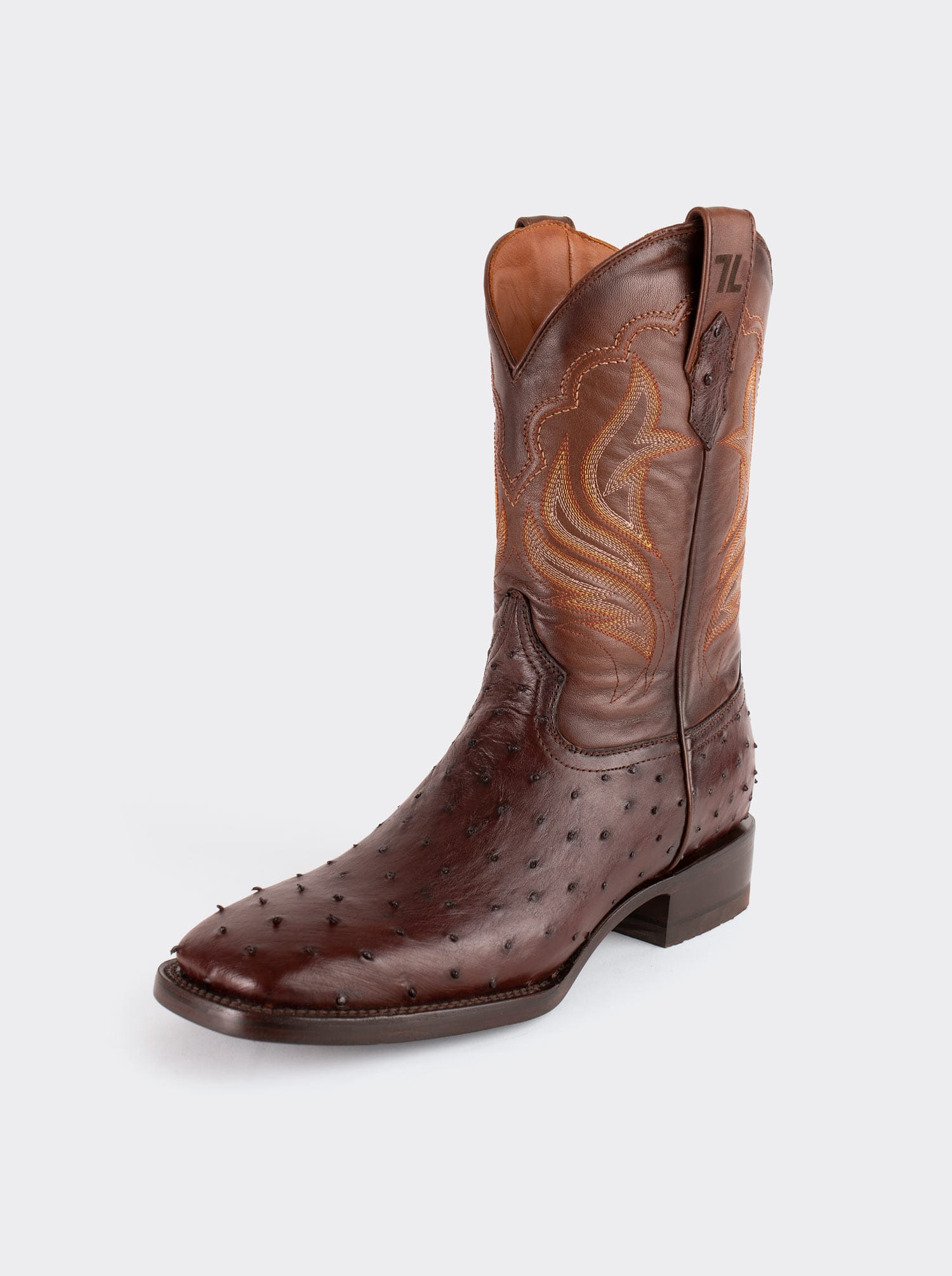 Rodeo Boot with Leather Sole in Genuine Ostrich Leather, Bruchatto Style 1558