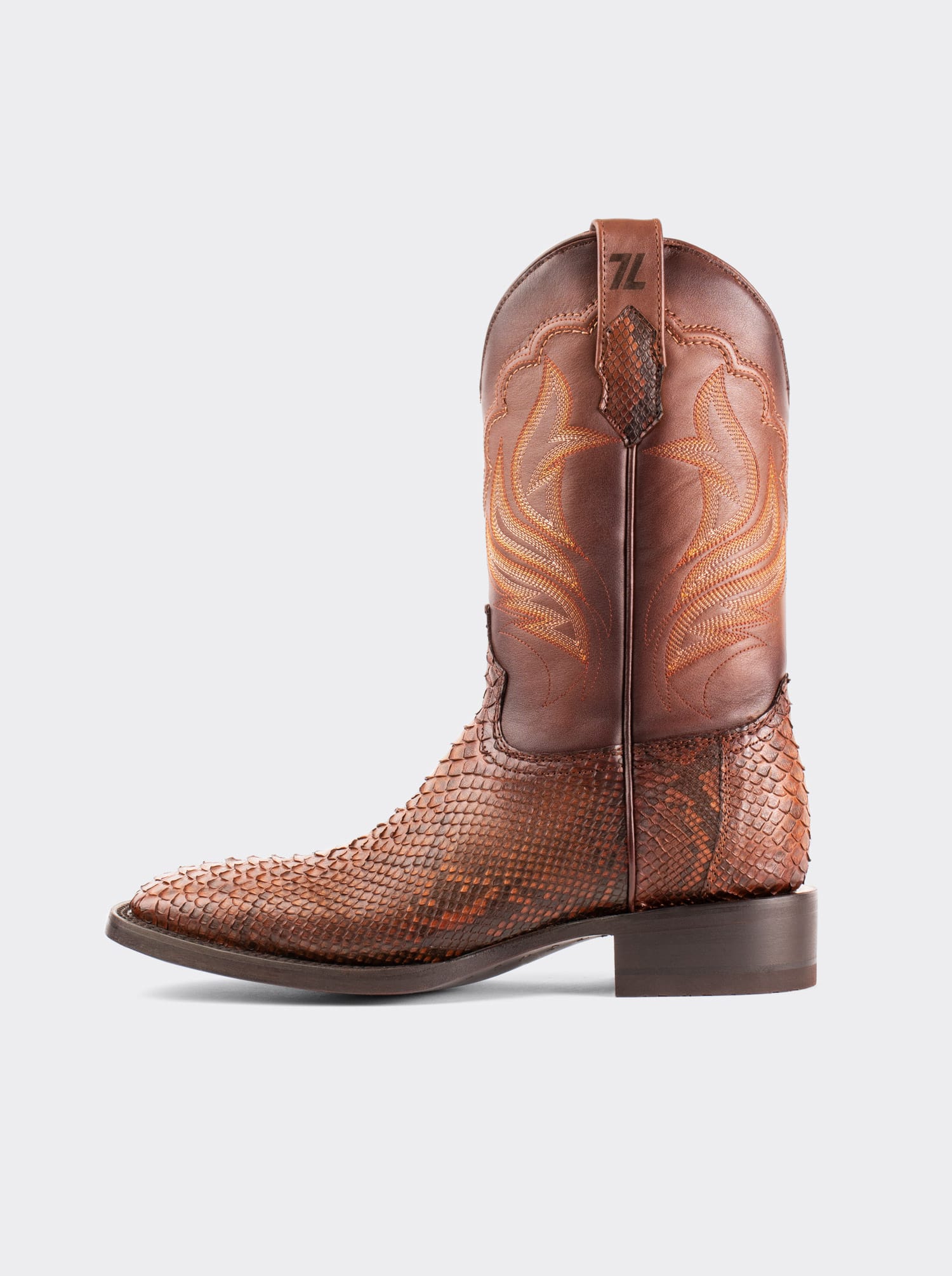 Rodeo Boot with Leather Sole in Genuine Caramel Python Leather, Style 1558