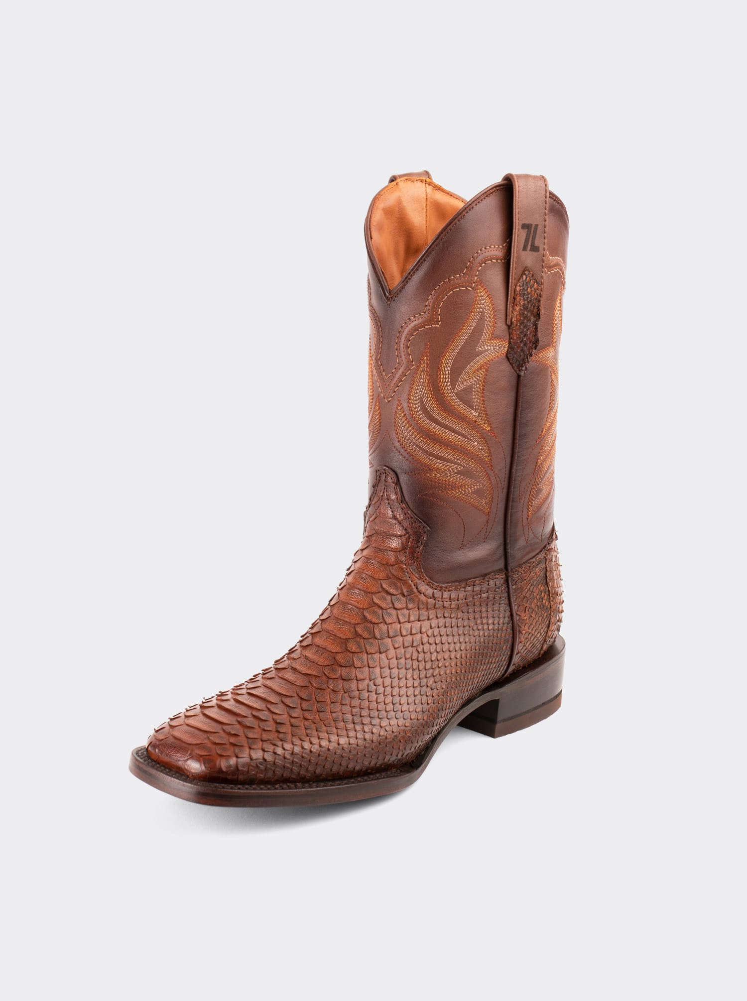 Rodeo Boot with Leather Sole in Genuine Caramel Python Leather, Style 1558