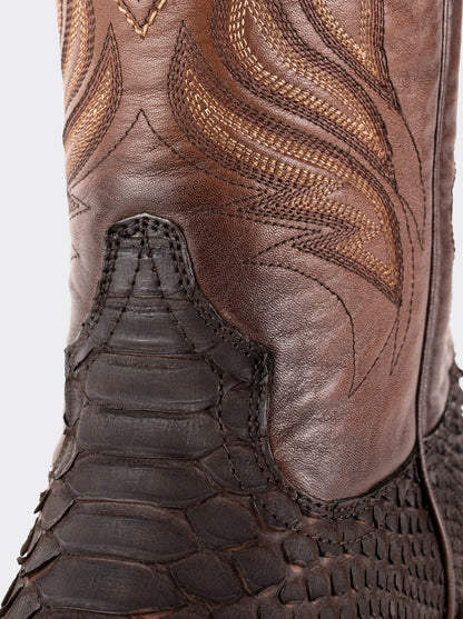 Rodeo Boot with Leather Sole in Genuine Pygmy Goat Leather, Brown Nubuck, Style 1558