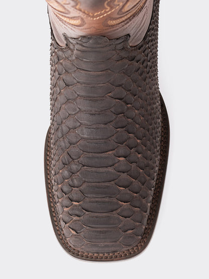 Rodeo Boot with Leather Sole in Genuine Pygmy Goat Leather, Brown Nubuck, Style 1558