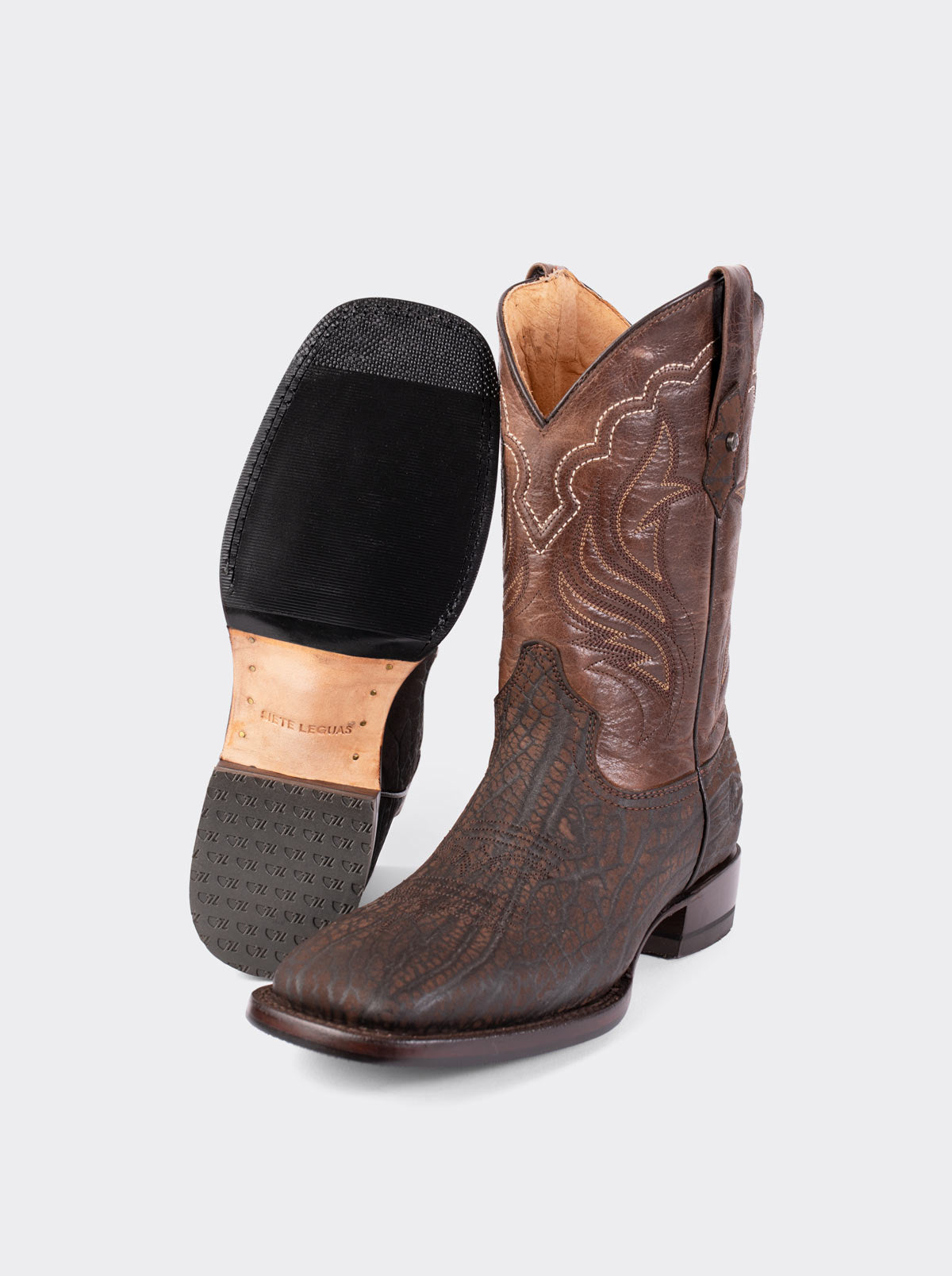 Bota Rodeo con Suela Antiderrapante Cuello de Toro Pulido Zafiro Café Estilo 1558