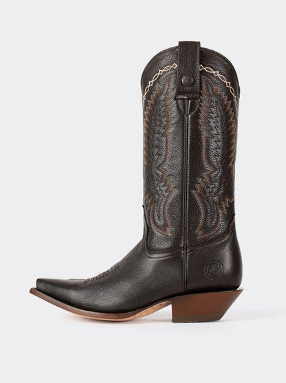 Men´s Leather Cowboy Boot Cuban Heeled Choco Rainbow Style 1748
