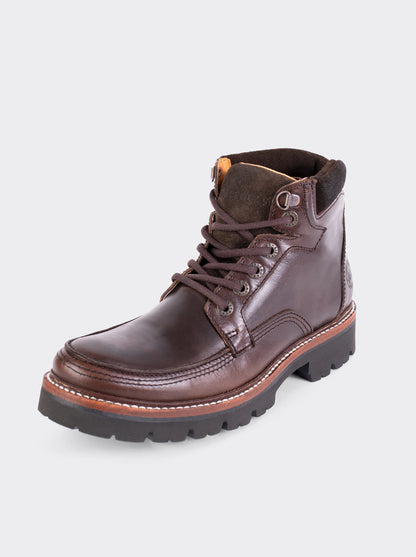 Bota Haiker de Vestir Moc Toe de Piel con Suela Extra Ligera Olmeca Café estilo 2705