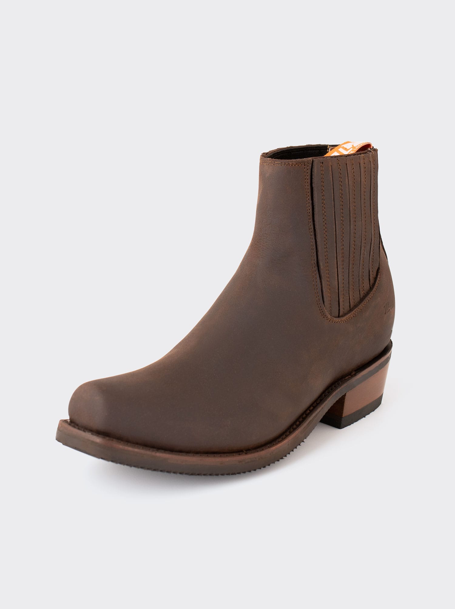 Botín Charro Trompa de Puerco con Suela Antiderrapante Crazy Café Estilo 3603