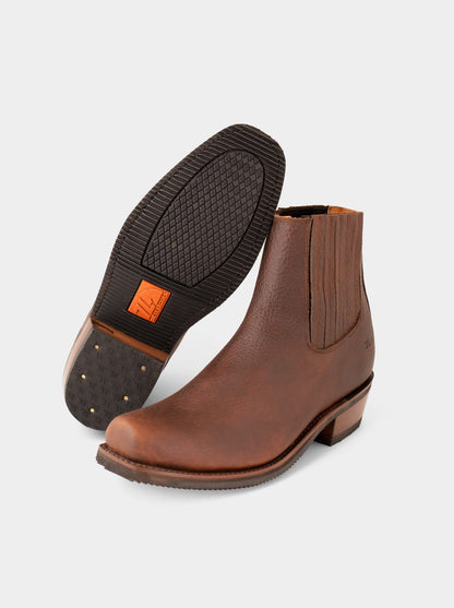 Botín Charro Trompa de Puerco con Suela Antiderrapante Bull Fight Ocre Estilo 3603