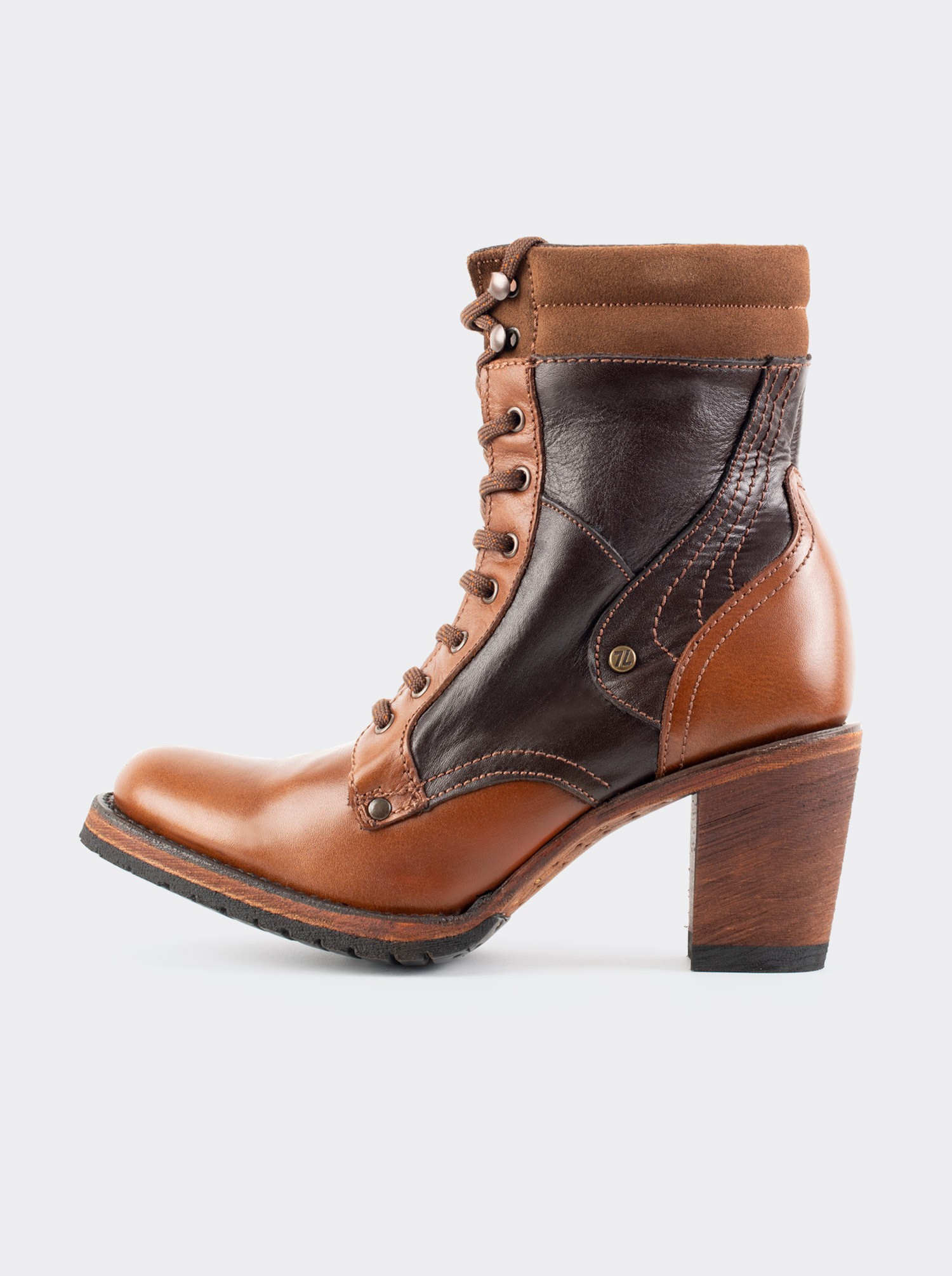 High Heeled Lace-up Women's Bootie in Belmont Whiskey Style 35